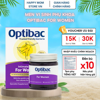 Men Vi Sinh Phụ Khoa Optibac Tím - For Women Bổ Sung Lợi Khuẩn Cho Phụ Nữ (hộp 30 viên/90 viên)