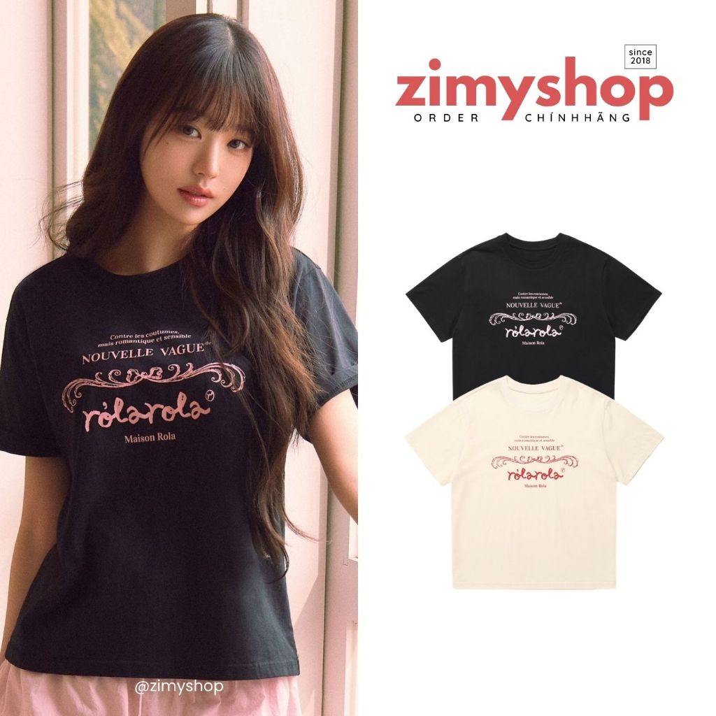 CHÍNH HÃNG ÁO THUN [Jang Wonyoung pick] VINTAGE NOUVELLE LOGO HALF T-SHIRT ROLA HÀN QUỐC