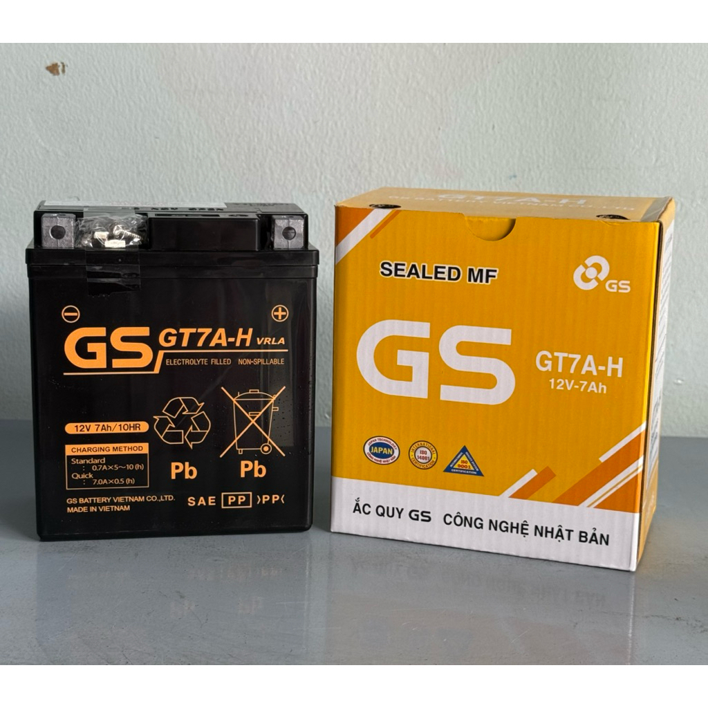 Bình acquy xe máy 12v khô miễn bảo dưỡng GS GT7A-H | 12V - 7ah