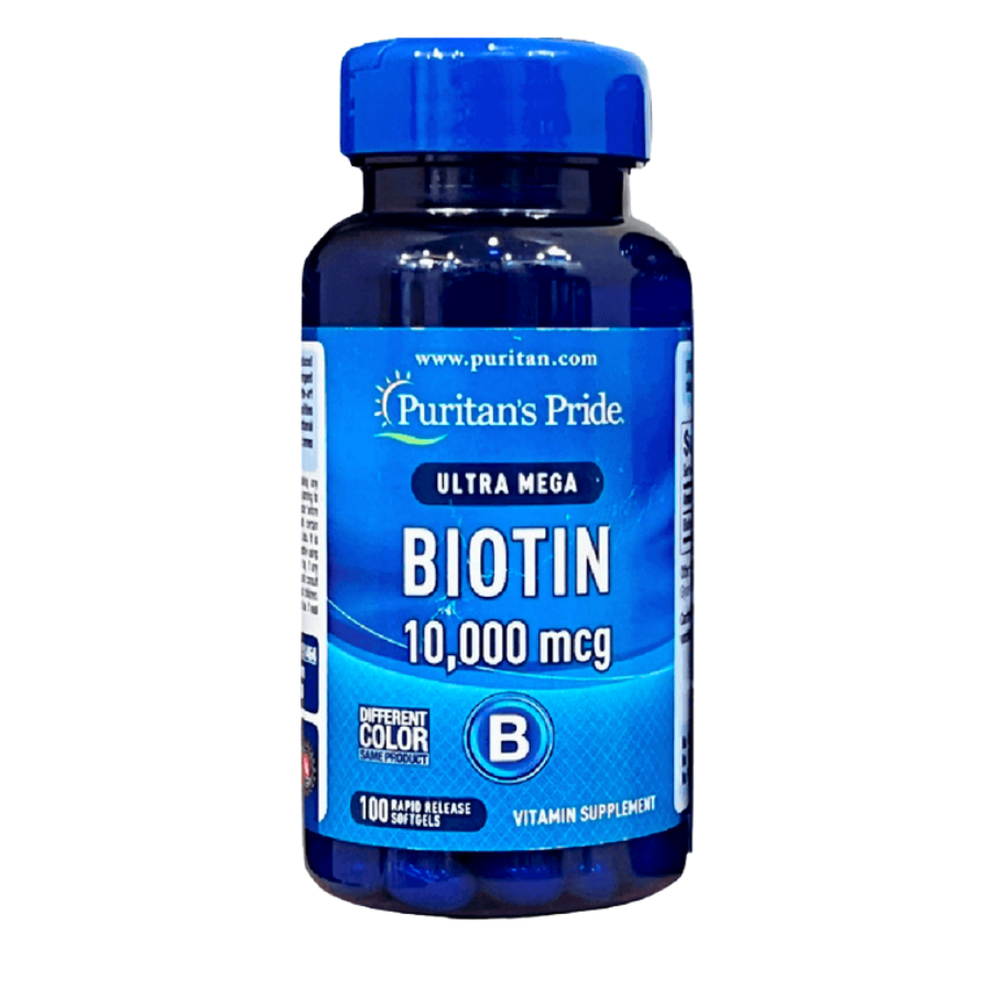 Biotin mọc tóc Biotin 10000mcg Puritan's Pride giúp tóc dày và chắc khỏe hộp 100 viên của Mỹ
