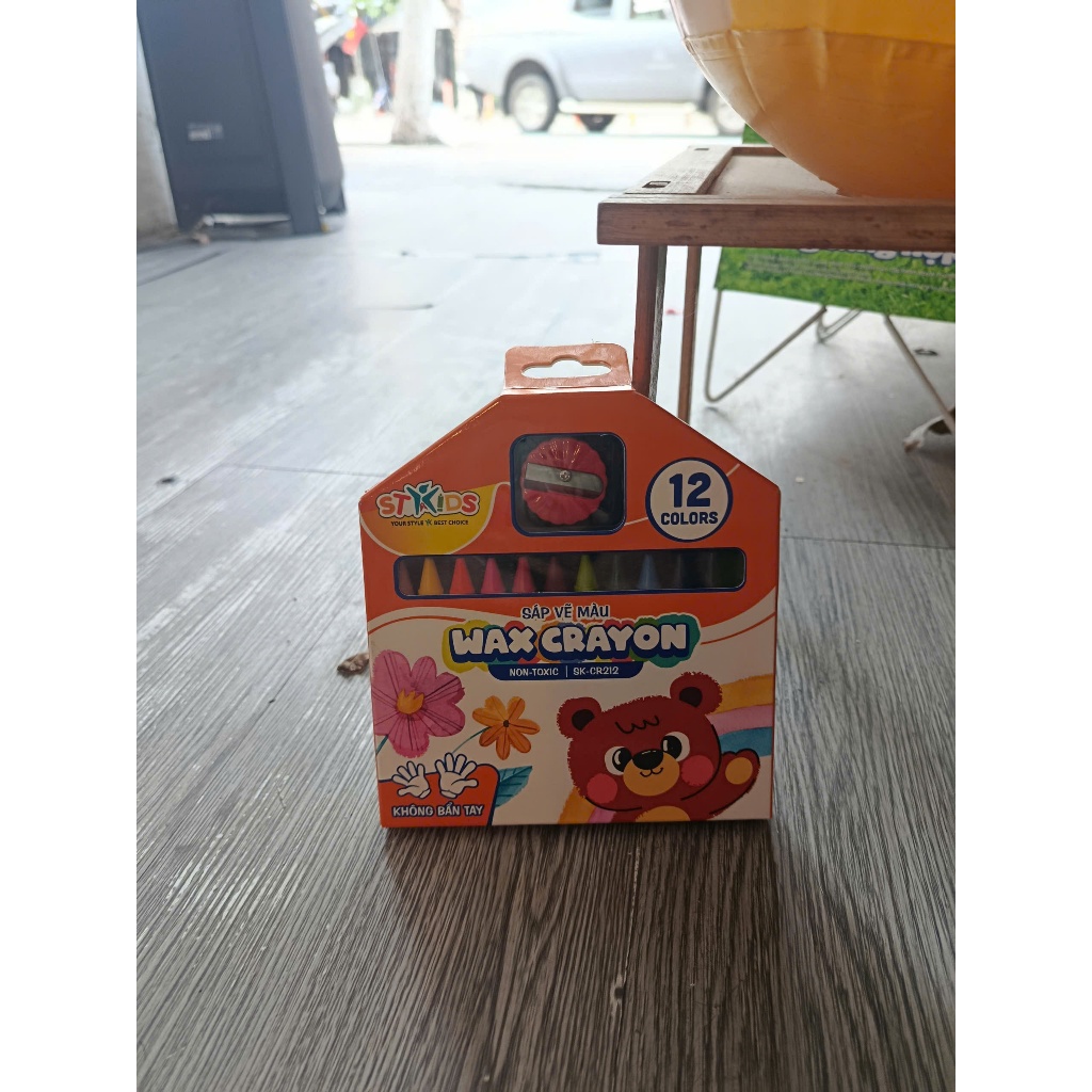 Bộ Sáp Màu 12 Màu ST Kids Wax Crayon Kèm Chuốt – Sáp Vẽ Cho Bé