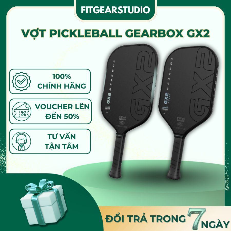 Vợt Pickleball Gearbox GX2 Power Chính Hãng – Vợt Power Cao Cấp Trợ Lực Mạnh, Đánh Chuẩn Xác