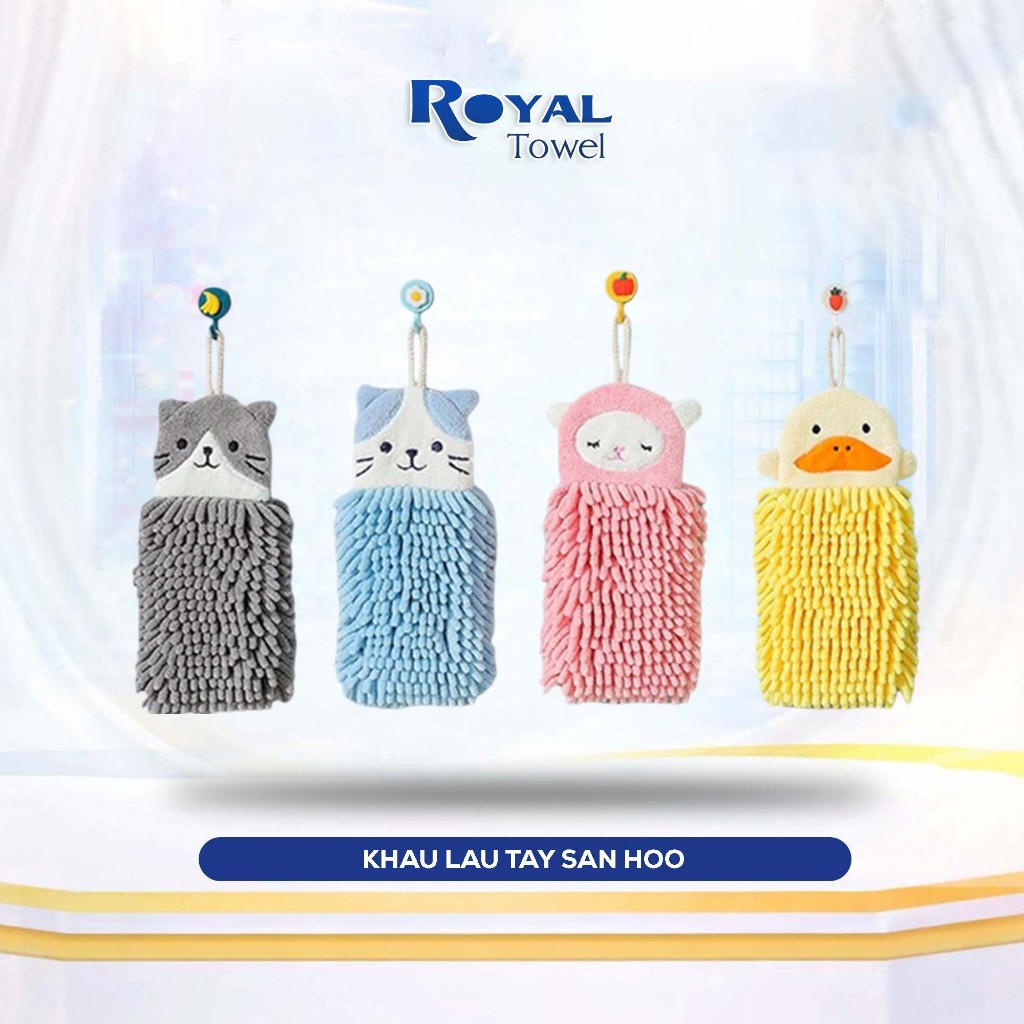 Khăn Lau Tay Nhà Bếp Treo Tường Phòng Tắm Royal Towel Dệt San Hô Thấm Hút Nhanh, Hình Thú Dễ Thương, Tiện Dụng