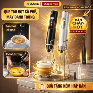 Máy tạo bọt cafe KANIC, dụng cụ đánh trứng mini cầm tay không dây pha chế tiện lợi 3 tốc độ sử dụng pin sạc usb cao cấp