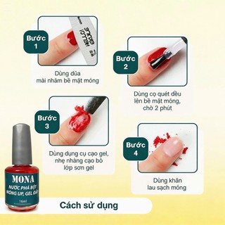 Phá Bột, Phá Móng Úp, Phá Đắp Gel Mona - dung tích 16ml Phá 3in1