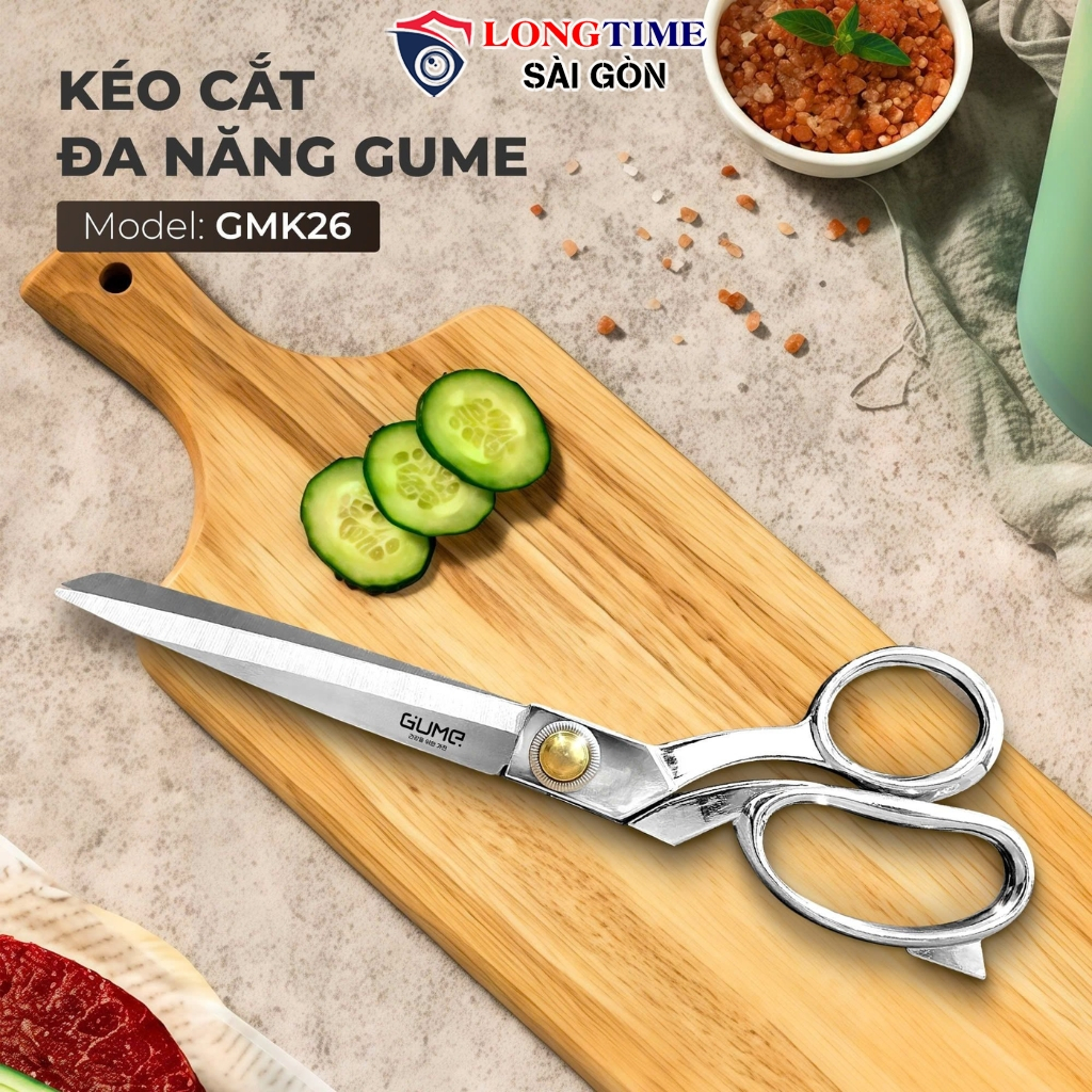 Kéo Cắt Đa Năng Chính Hãng Gume-GMK26 Chất Liệu Thép Không Gỉ 2Cr13, Sắc Bén, An Toàn Cho Người Dùng