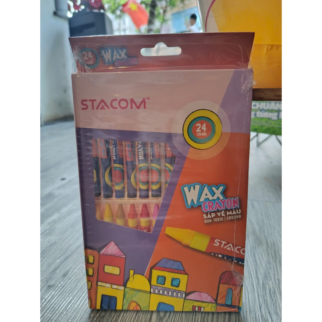 Bộ Sáp Màu 24 Màu STACOM Wax Crayon – Bút Sáp Vẽ Cho Bé An Toàn