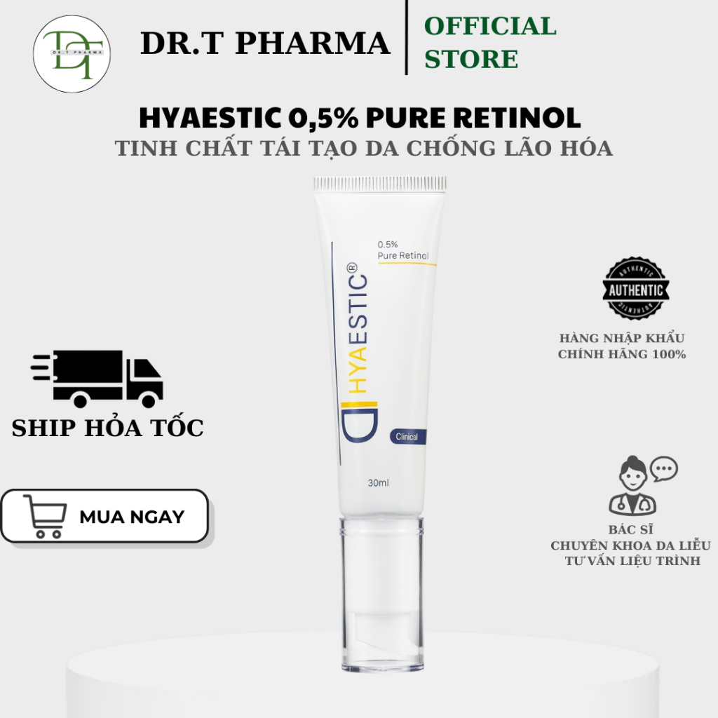 [HÀNG CÔNG TY] Tinh chất tái tạo da chống lão hóa 0,5% Retinol nguyên chất Hyaestic 0,5% Pure Retino