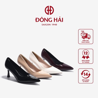 Giày Cao Gót Đông Hải Gót Nhọn Da Bóng Gót 7cm - G81T6
