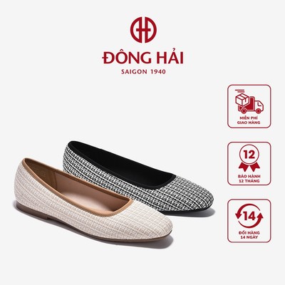 [Mẫu mới] Giày Búp Bê Nữ Đông Hải Vải Đệt Hoạ Tiết Caro - G81U1