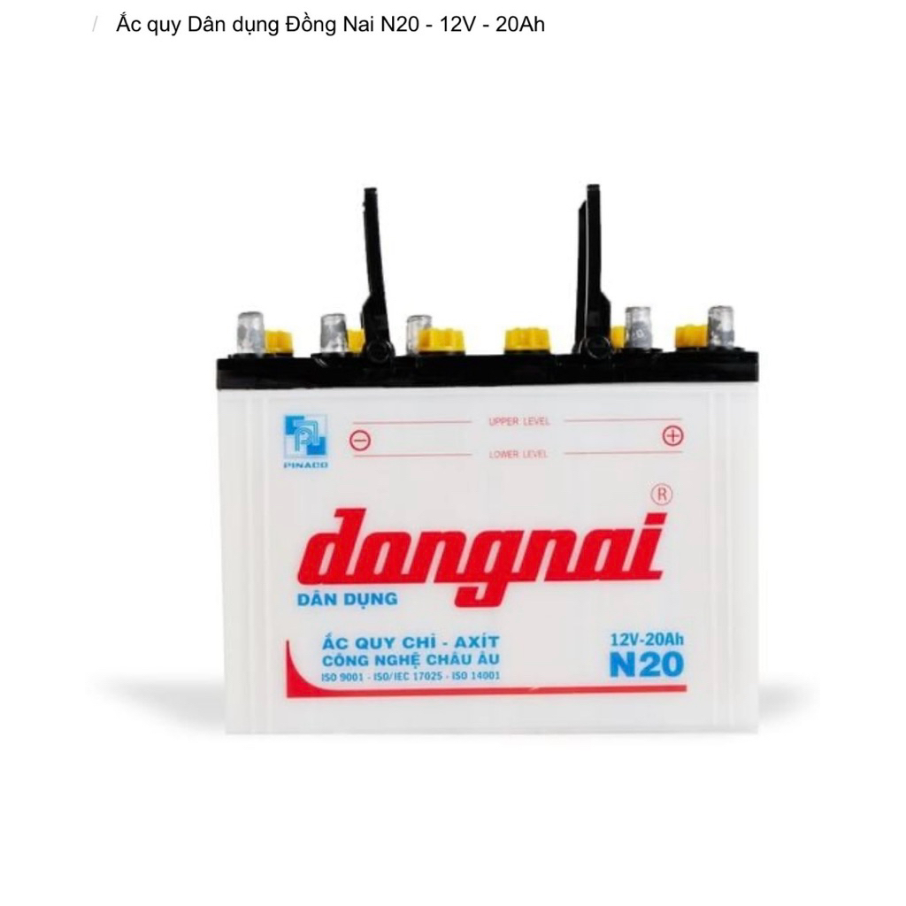 Bình 12v dân dụng đồng nai N20 | 12V - 20ah ( tặng acid châm bình )