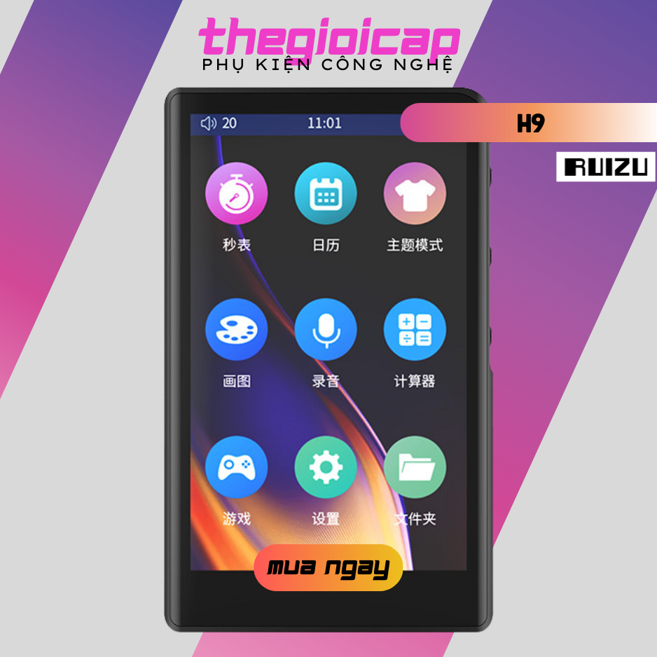 Máy Nghe Nhạc Lossless MP3 MP4 Bluetooth Màn Hình Cảm Ứng 4 inch Ruizu H9