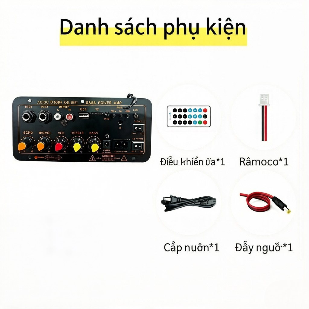 ✔Mạch loa D100+ D50hát Karaoke Bluetooth 5.0 - 300W, có cổng cắm mạch mic không dây, 12V/24V/220V (T