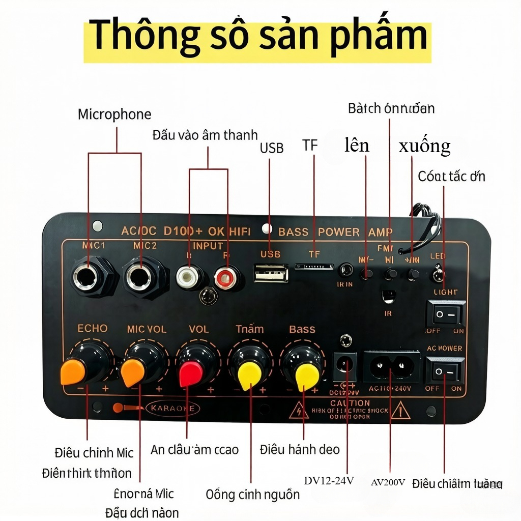 D100+ ZK-502MT mạch khuếch đại mạch loa bluetooth Khuếch Đại siêu trầm Bluetooth 5.0 50WX2 100W 2.1â