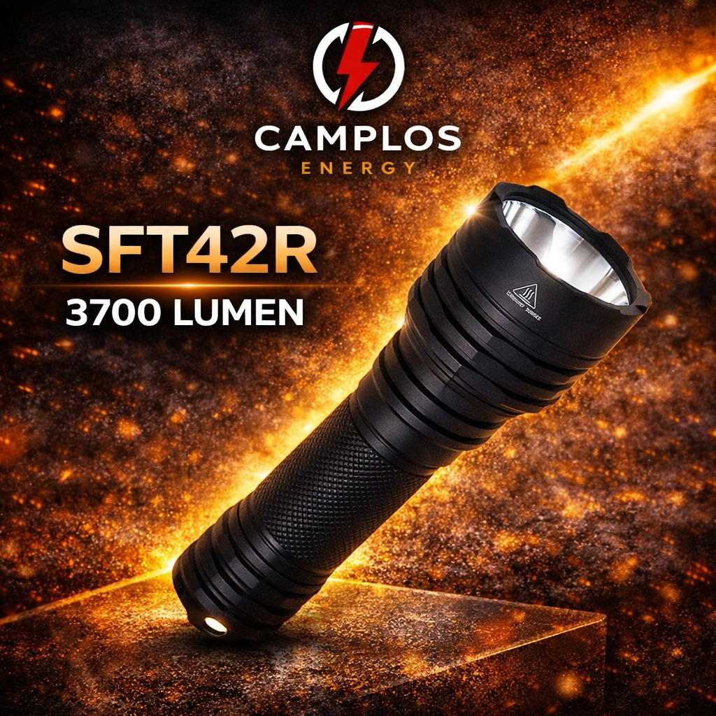 Camplos Đèn pin siêu sáng mantaray M45 SFT42R 3700 lumen Đèn bin cầm tay hợp kim nhôm chống nước pin