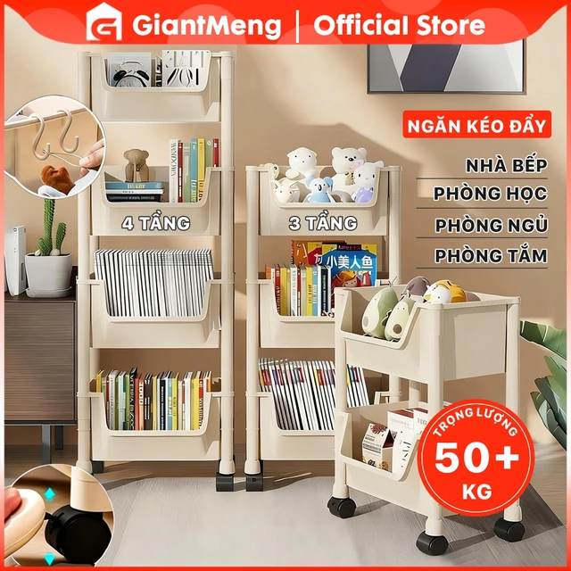 GiantMeng - Kệ đa năng 5 tầng có bánh xe, kệ nhà bếp phòng khách, kệ đựng sách vở đồ chơi mỹ phẩm
