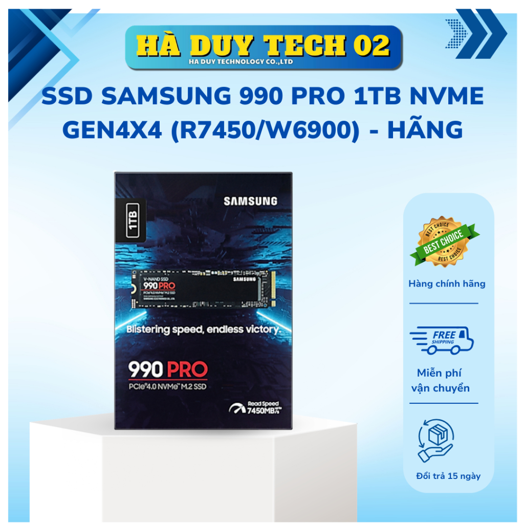 SSD SAMSUNG 990 PRO 1TB NVME GEN4x4 (R7450/W6900) - Chính Hãng - Bảo Hành 36T - Ha Duy Tech