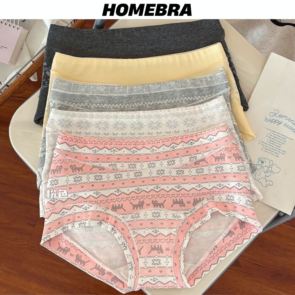 Quần lót nữ boxer cotton cao cấp cạp vừa tôn dáng ôm mông họa tiết xinh xắn phong cách Bắc Âu L5296