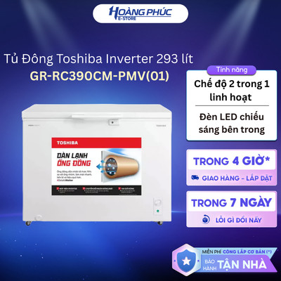 Tủ Đông Toshiba Inverter 293 lít GR-RC390CM-PMV(01) {Toàn Quốc}(CHỈ GIAO - KHÔNG LẮP)
