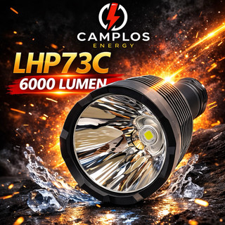 Camplos Đèn pin Mantaray C8.2 LHP73C 6000 lumen đèn bin cầm tay siêu sáng công suất lớn hợp kim nhôm chống nước