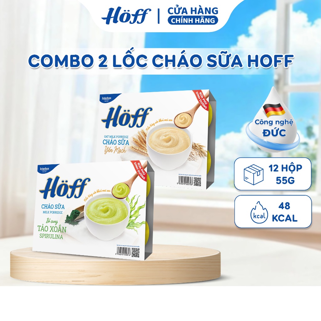 Cháo sữa trẻ em Hoff Mix vị cho bé từ 6 tháng tuổi 2 Lốc (55g x 12 hộp)