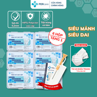 Combo 6 Hộp Tăm Chỉ Nha Khoa PERcare Cao Cấp Sợi Mảnh Tiệt Trùng Vệ Sinh Kẽ Răng An Toàn 50 chiếc Made in Việt