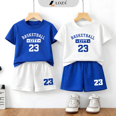 Bộ đồ trẻ em in hình BASKETBALL 23 phong cách bóng rổ cho bé trai và bé gái - LOZA KIDS SB624