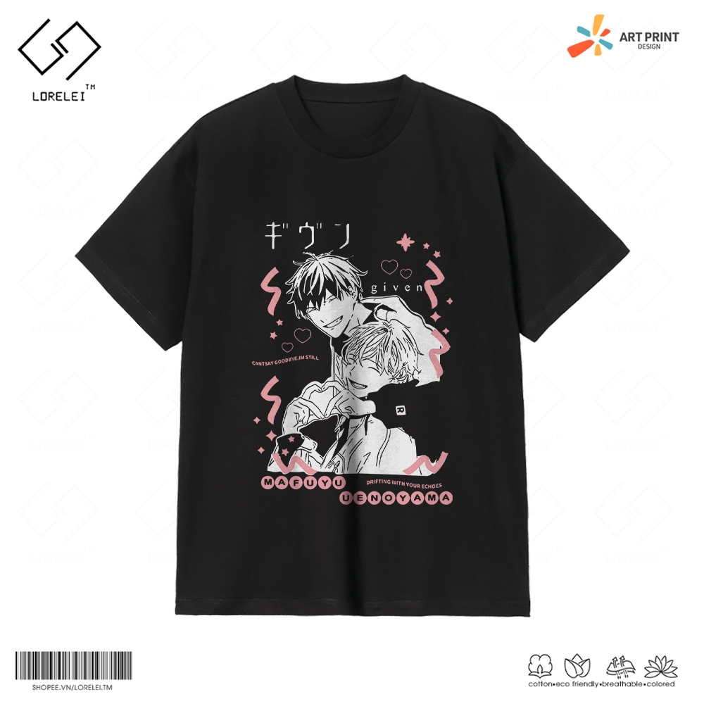 Áo thun Unisex Given Mafuyu & Uenoyama Art Cotton 100% ngắn tay