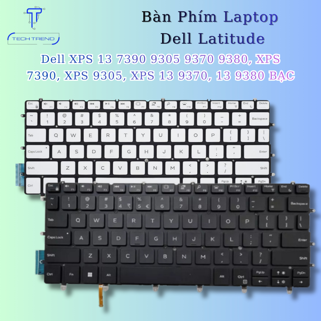 Bàn phím laptop Dell XPS 13 7390 9305 9370 9380, XPS 7390, XPS 9305, XPS 13 9370, 13 9380 Zin Led