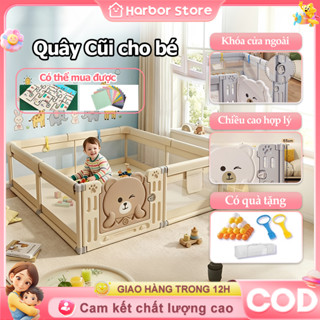 Quây Cũi cho bé,Cửa nhựa,Mẫu Mới 2025, An Toàn Cho Bé, Tháo Lắp Dễ Dàng Nhanh Chóng+Bóng