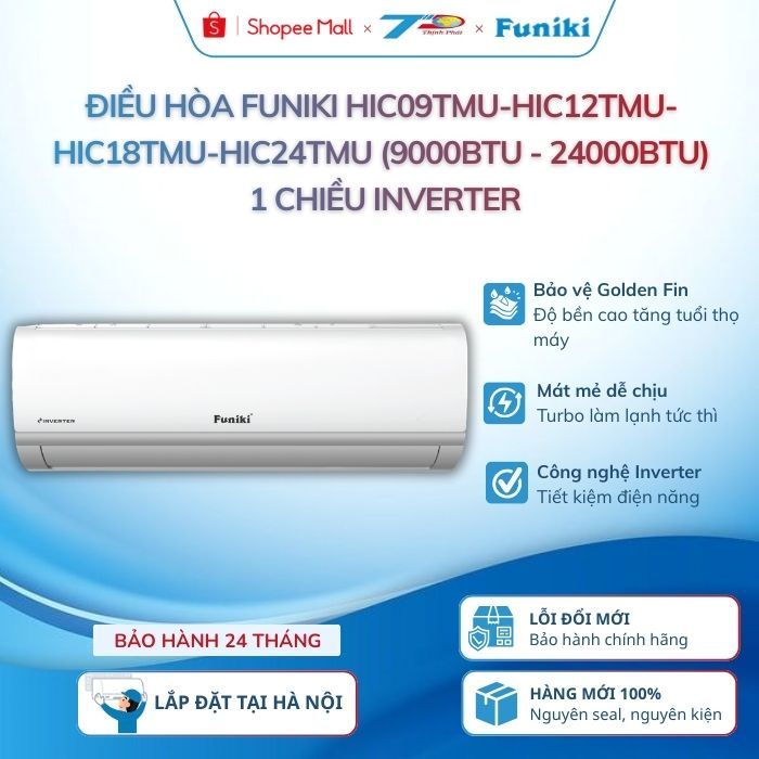 Điều hòa Funiki HIC09TMU-HIC12TMU-HIC18TMU-HIC24TMU (9000BTU-24000BTU) 1 chiều inverter|Lđặt nội thà