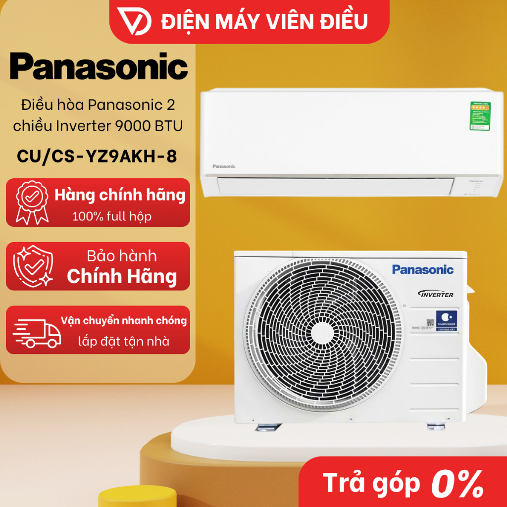 [FREESHIP NGHỆ AN] CU/CS-YZ9AKH-8 - Máy lạnh / Điều hòa Panasonic 2 chiều Inverter 1HP (9000 BTU)