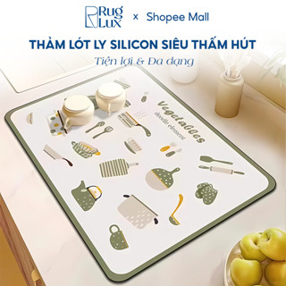 Thảm Silicon, Thảm Lót Ly SILICON Siêu Thấm Nước Congtrangbedding Cho Nhà Bếp, Thảm Thấm Hút Nước Da Nappa