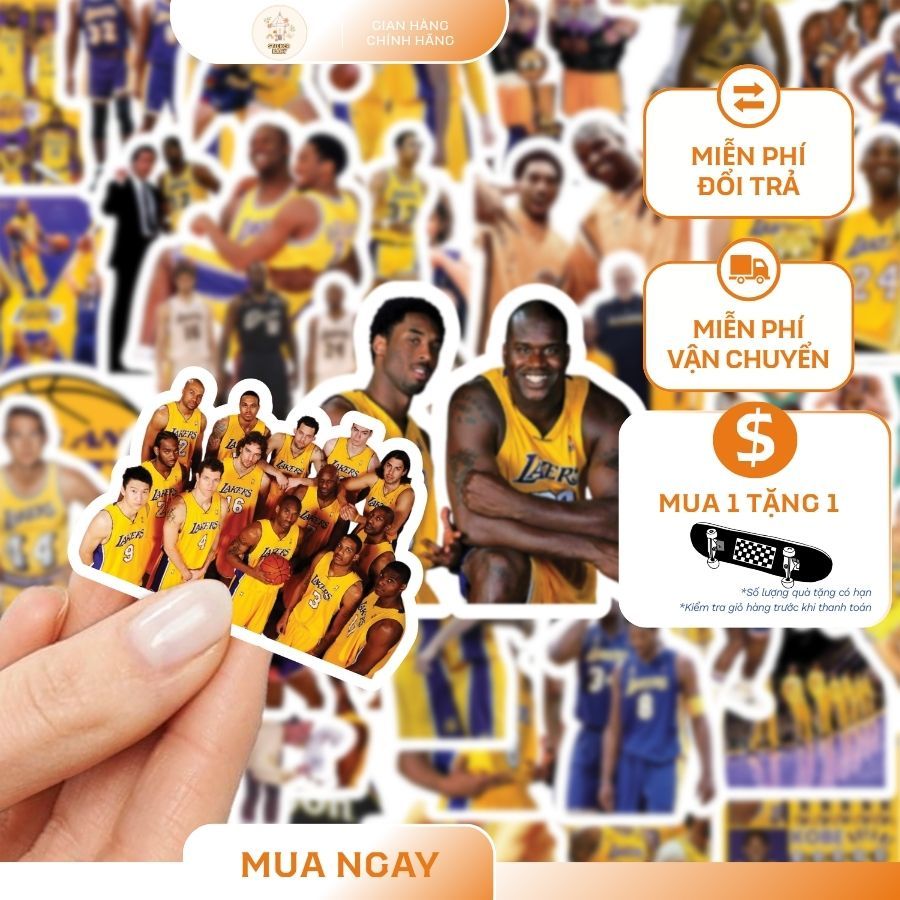 Set 36+ Hình Dán Sticker BigSize CLB BÓNG RỔ -Los Angeles Lakers,Trang Trí Mũ, Điện Thoai, Laptop (5
