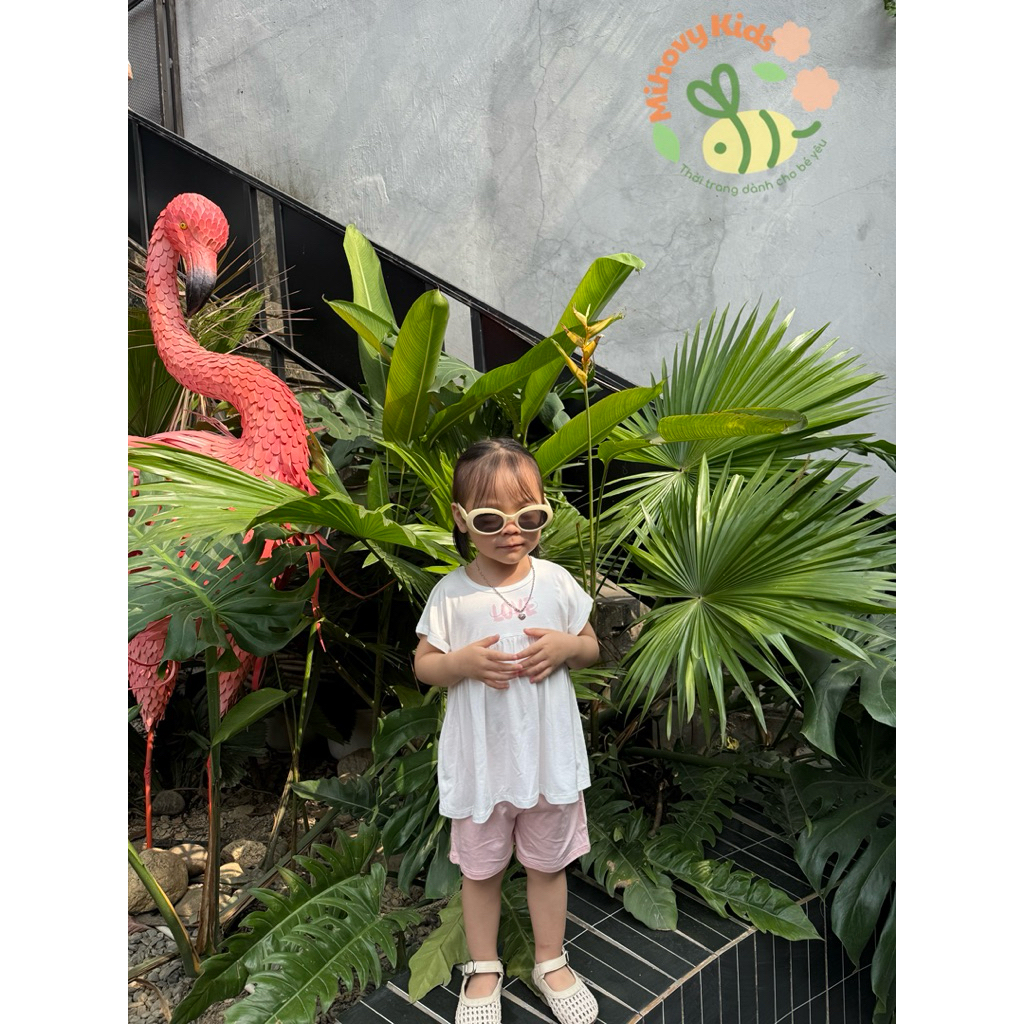 Bộ cộc bé gái Anminaza-Bộ quần áo hè cho bé peptit cotton bamboo