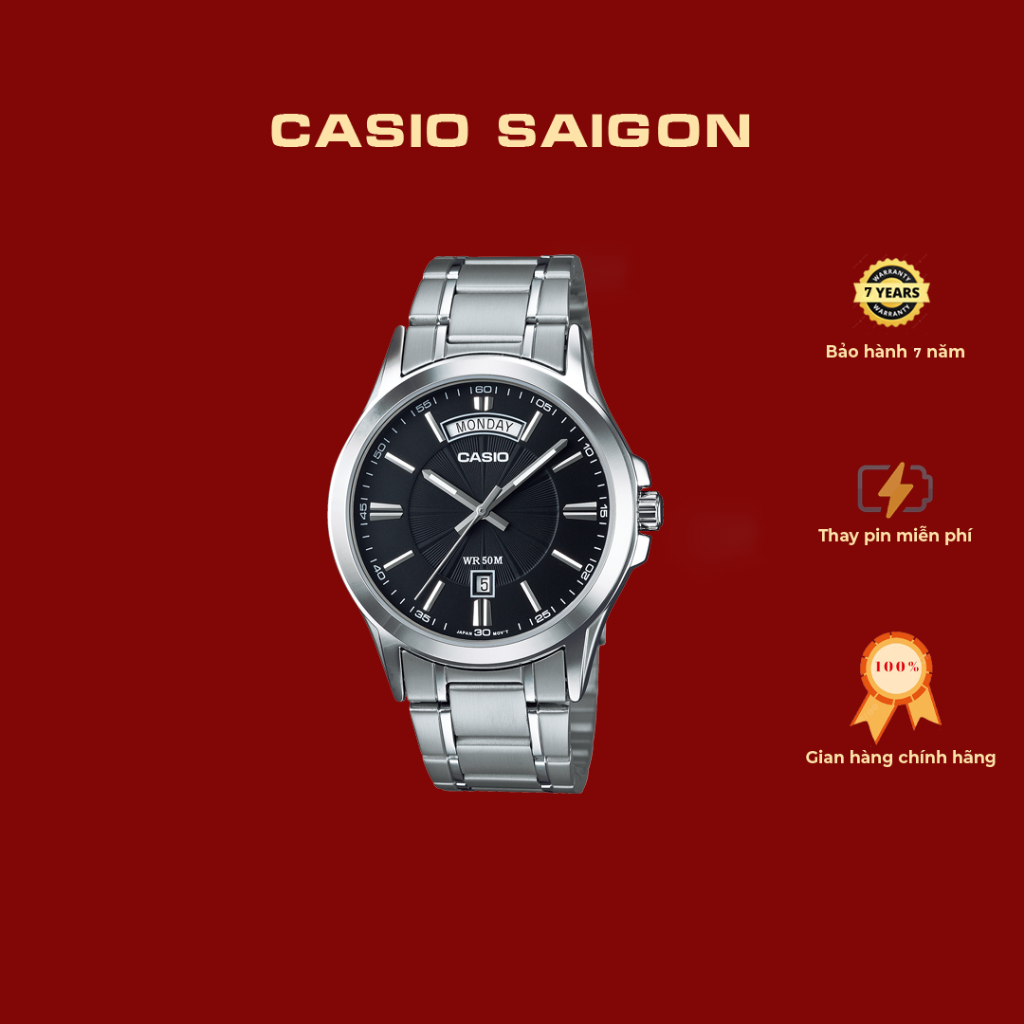 (Chính Hãng) Đồng Hồ Nam Casio MTP-1381D-1A Mặt Đen Size 40 - Bảo Hành 7 Năm