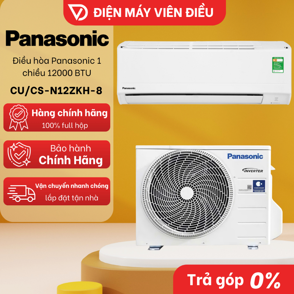 [FREESHIP NGHỆ AN] N12ZKH-8 - Máy lạnh / Điều hòa Panasonic 1 chiều 1.5HP (12000 BTU)