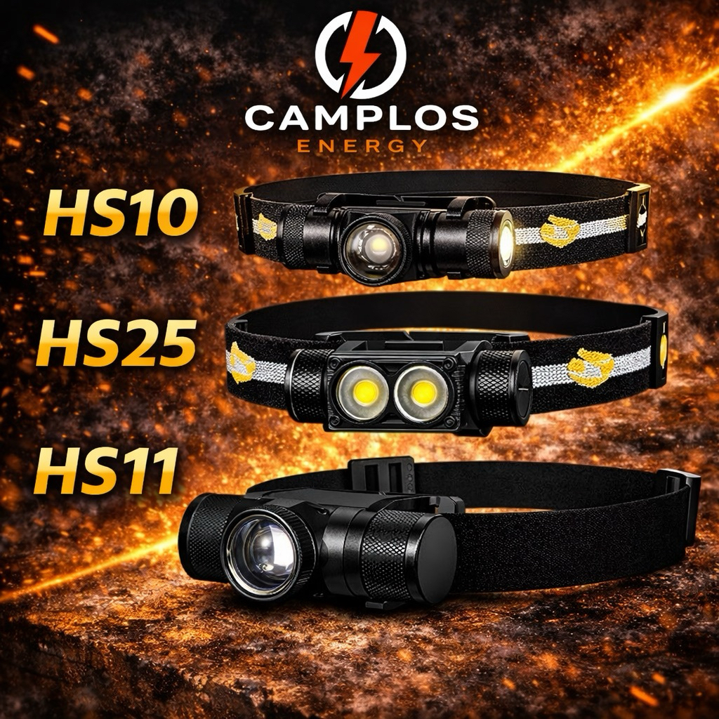 Đèn pin đôi đầu Camplos HS25/HS10 ánh sáng mạnh sáng tỏa vỏ hợp kim điều chỉnh chế độ sáng vô cấp và