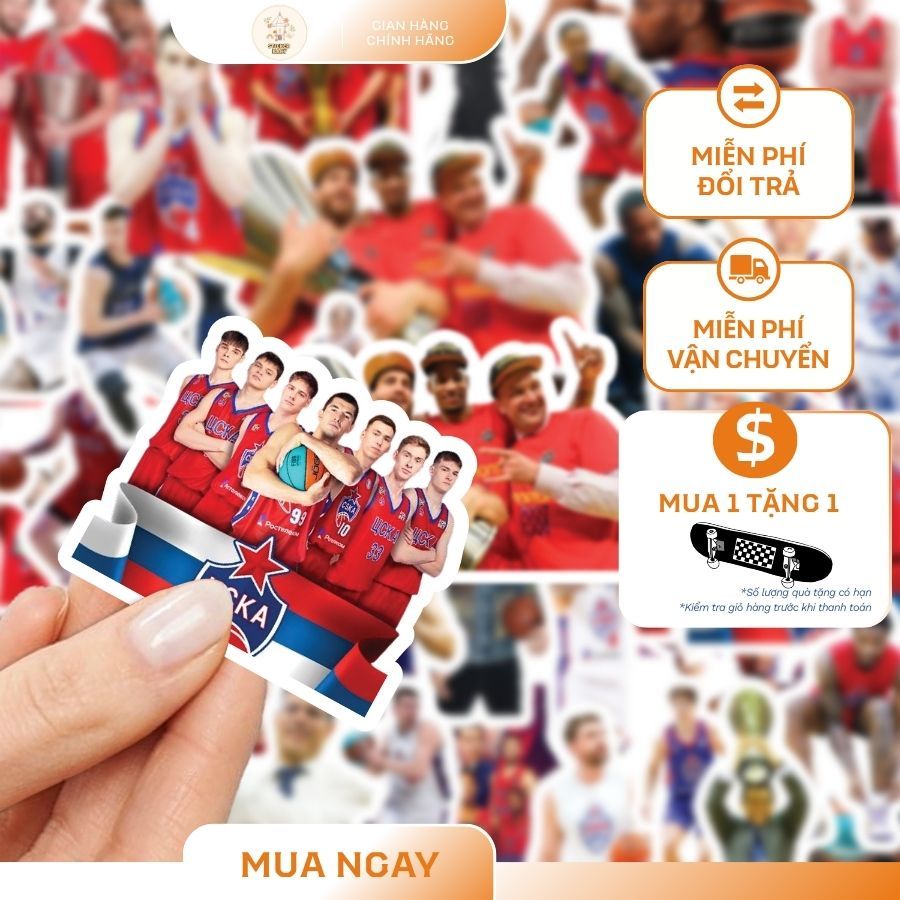 Set 36+ Hình Dán Sticker BigSize CLB BÓNG RỔ - CSKA Moscow,Trang Trí Mũ, Điện Thoai, Laptop (50mm - 