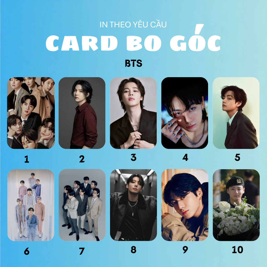 [BTS] Card bo góc, photocard nhóm nhạc BTS Beyond The Story - In 2 mặt, In theo yêu cầu