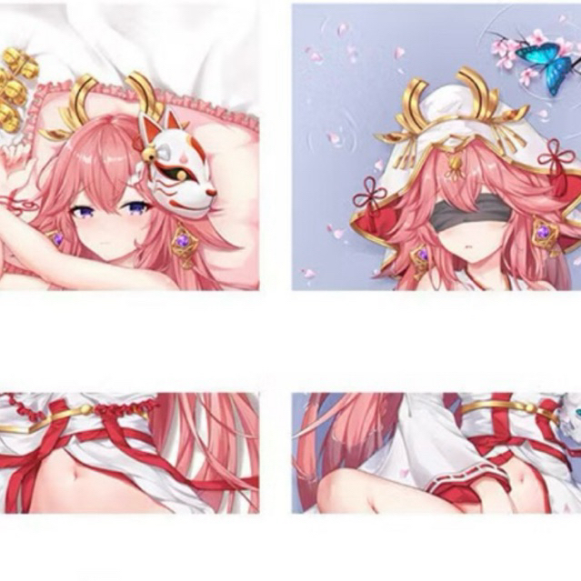 Vỏ gối Genshin Impact Anime Yae Miko Dakimakura Cover Yue & Shia Haulia Gối Dài 100x34cm