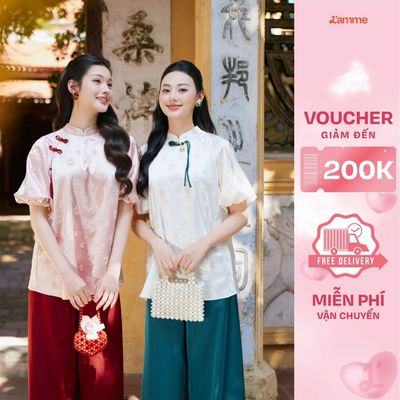 [Kèm quần lụa + khăn lụa] Set cách tân lụa Thanh Mai, chất liệu lụa dập nổi phối tay bồng BST Phong Hoa 2026 BY L'AMME
