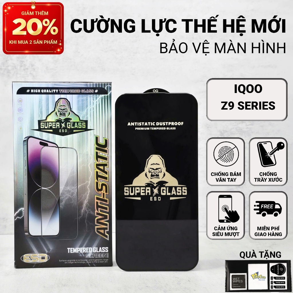 Cường lực iQoo Z9 Turbo, Z9 5G, Z9x, Z9 Lite/Plus Pikacase full màn | Miếng dán kính bảo vệ màn hình