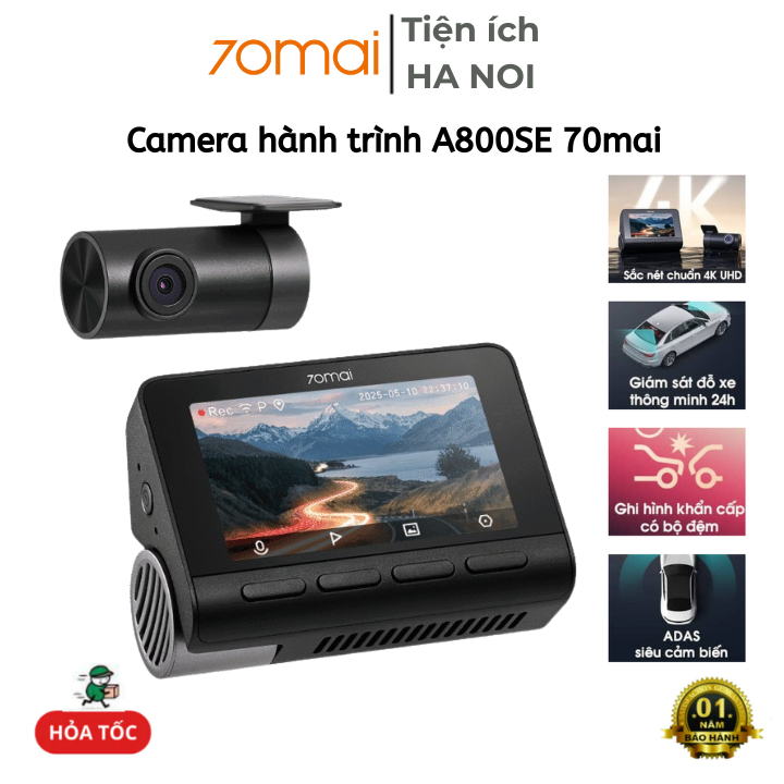 Camera hành trình 70mai A800SE độ phân giải 4K, cam trước sau, Chế độ HDR, Phiên Bản Quốc Tế
