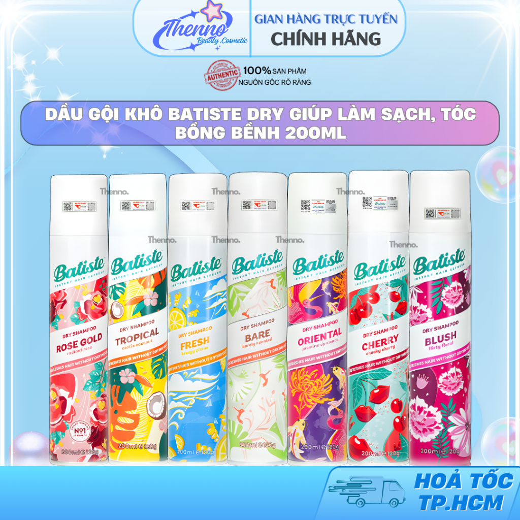 Dầu Gội Khô Batiste Dry Giúp Làm Sạch, Tóc Bồng Bềnh 200ml Anh Quốc
