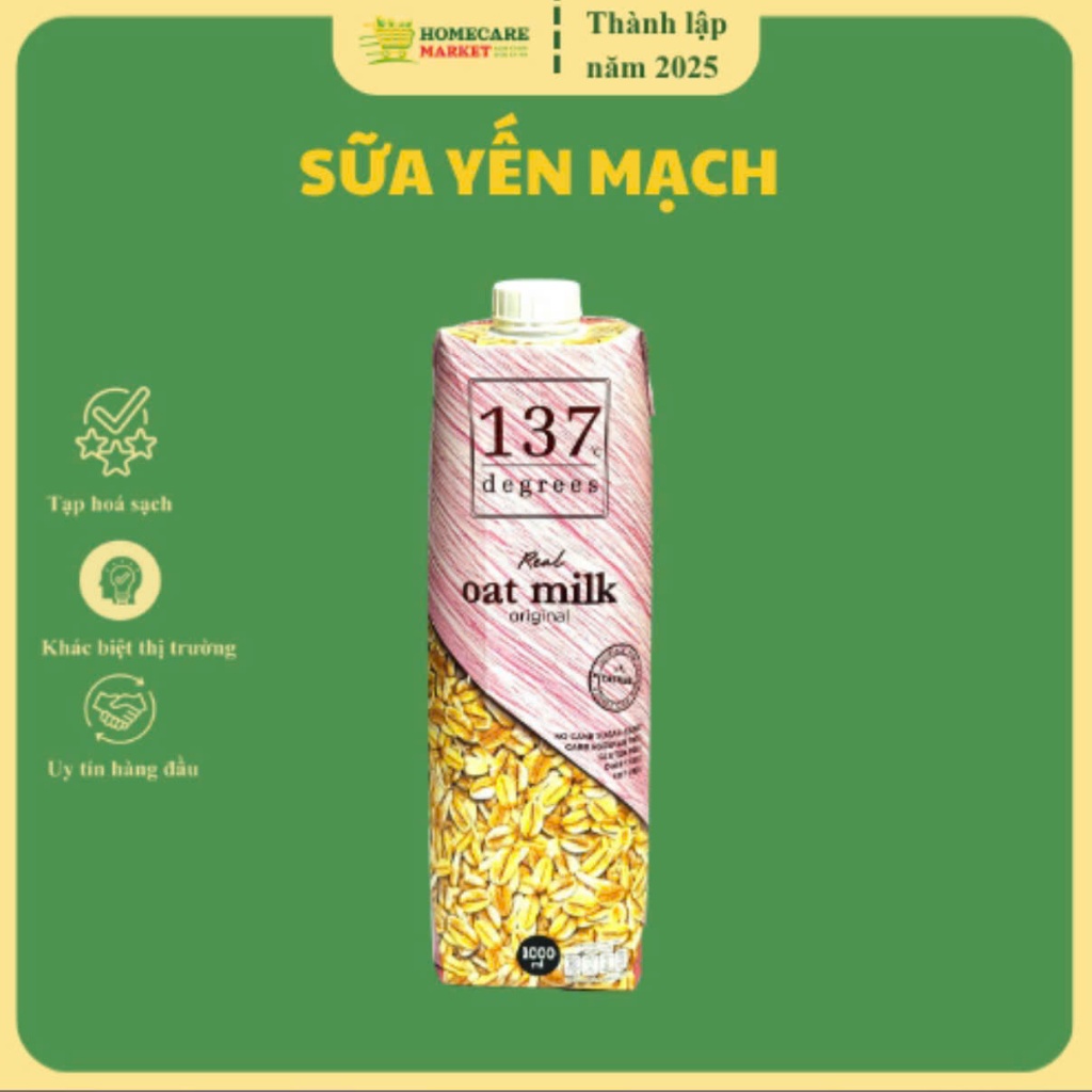 Sữa Hạt Yến Mạch Nguyên Chất 137 Degrees 1L