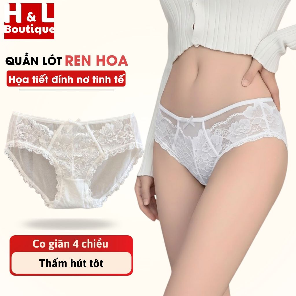 Quần Lót Nữ Ren Đính Nơ Tinh Tế - Quần Chip Nữ Cạp Vừa Đáy May 2 Lớp Chắc Chắn HL BOUTIQUE L8809