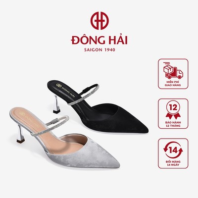 Dép Mules Cao Gót Nữ Đông Hải Quai Phối Đá Lấp Lánh Đi Tiệc  - G81T4