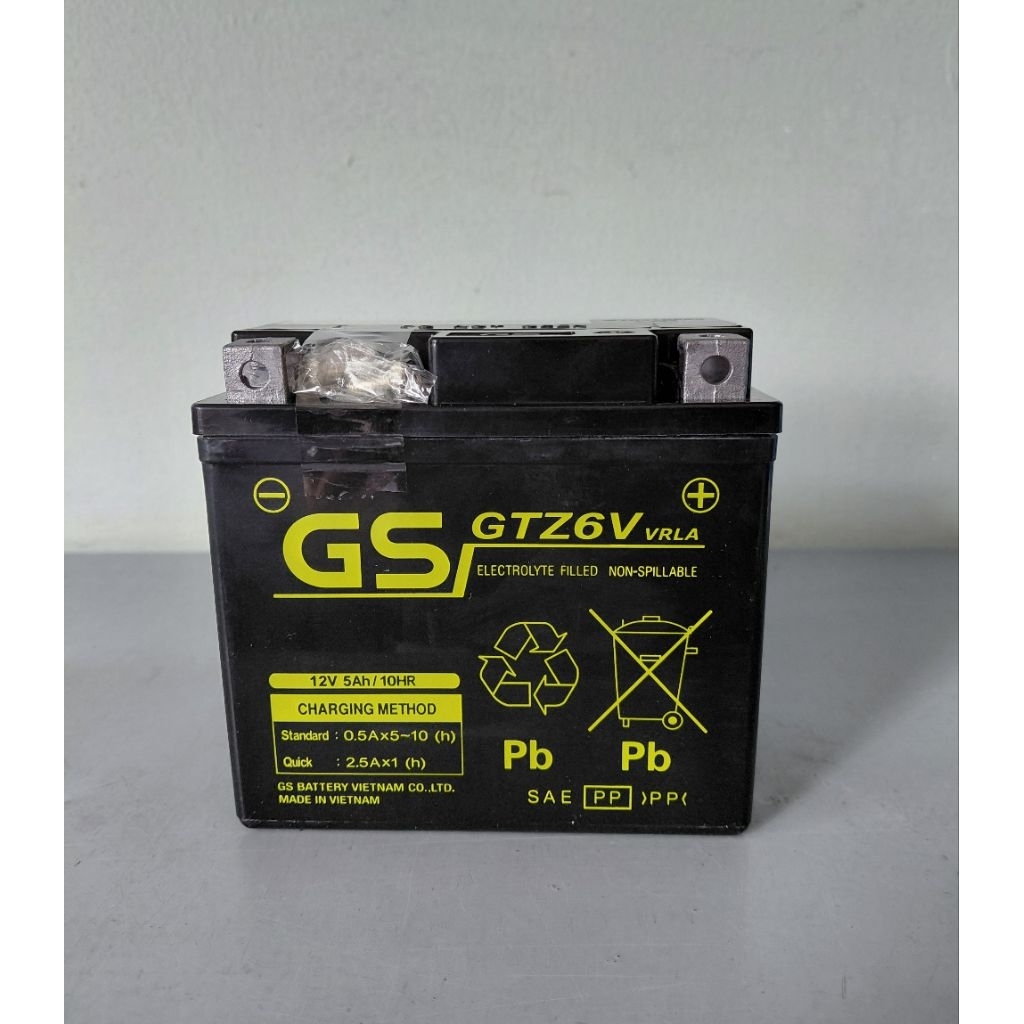 Bình ắc quy 12v khô miễn bảo dưỡng cho xe gắn máy GS GTZ6V (12V-5AH)