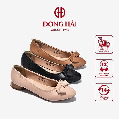 [Mẫu mới] Giày Búp Bê Đông Hải Gót Giả Gỗ Đính Nơ Đôi - G7731